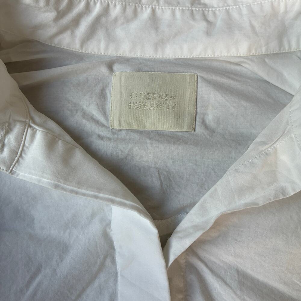 CITIZENS OF HUMANITY Alexandra White Poplin Ruched Tie Button Shirt Size S - Picture 4 of 9